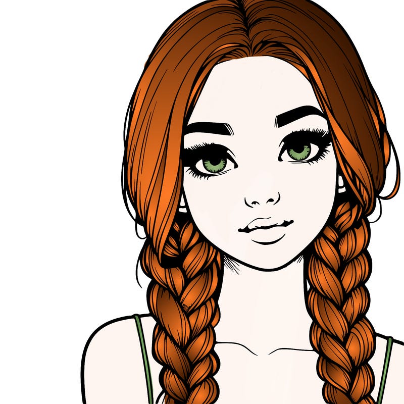 realistic girl with braids