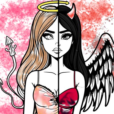devil vs angel realistic girl