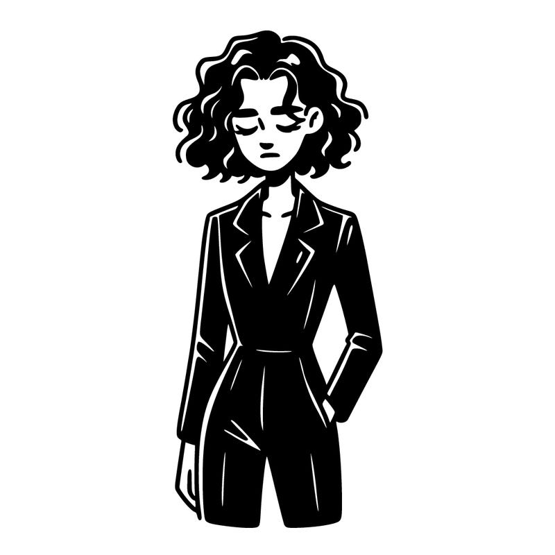 woman wearing a black tight suit