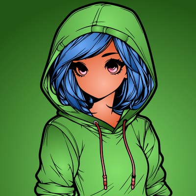 realistic girl with hoodie