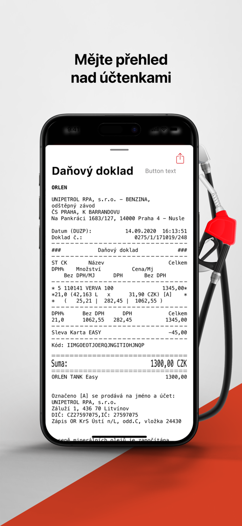 Digital tax document for fuel purchase within the ORLEN mobile application