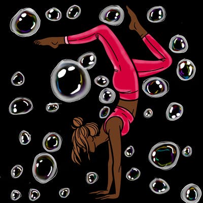 a woman doing a handstand