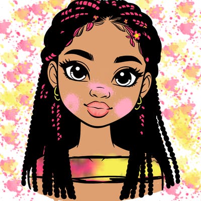 a realistic black girl with braids
