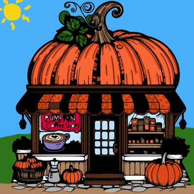 pumpkin coffee shop realistic