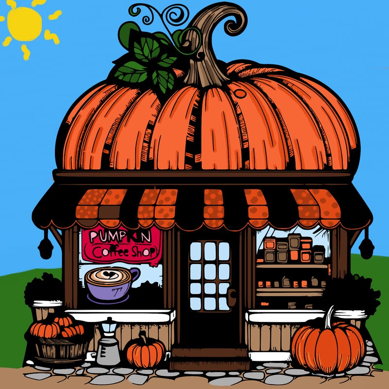 pumpkin coffee shop realistic