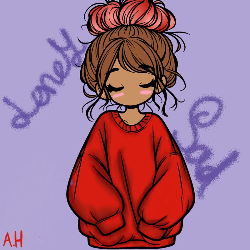 girl with baggy sweatshirt and messy bun