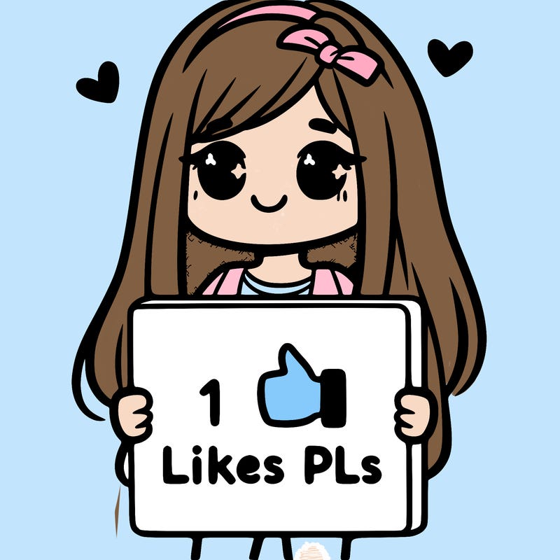 girl holding a sign saying 10 likes pls