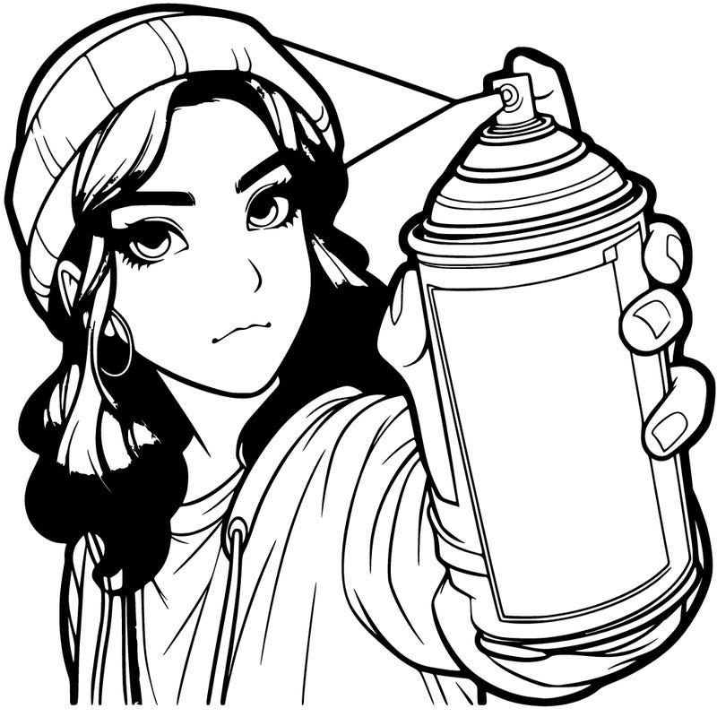 girl with spray can realistic