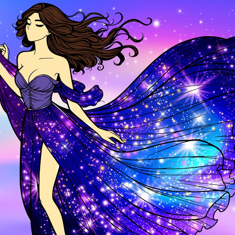 realistic woman in dress flowing the the wind