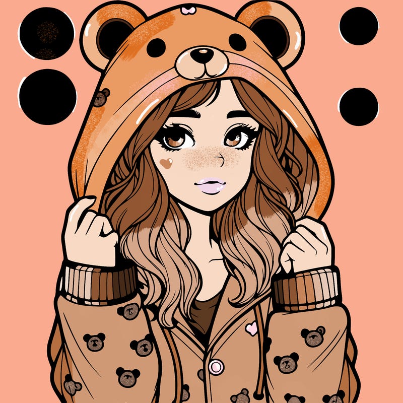 realistic girl in a animal pjs hoodie