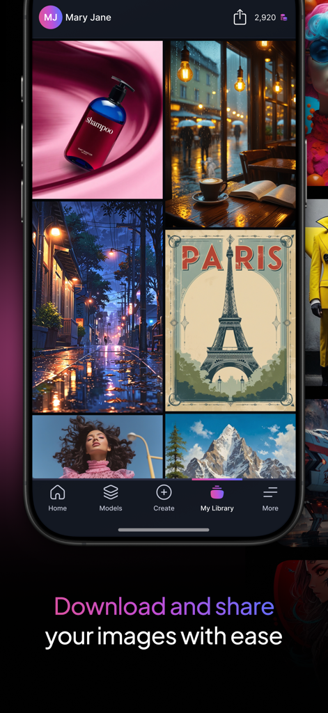 Leonardo.Ai - Image Generator - Galería de usuario en la aplicación Leonardo.Ai mostrando varios estilos de arte generados por IA