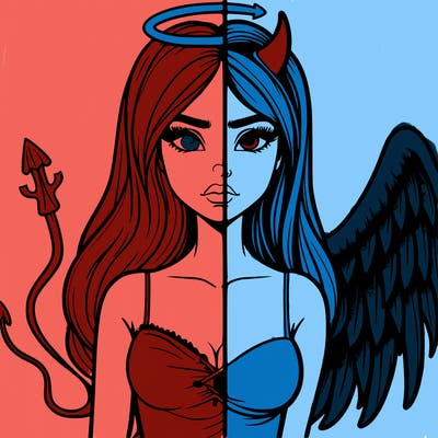 devil vs angel realistic girl