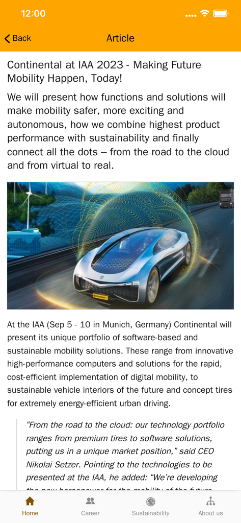 ContiBeat - Artículo de noticias corporativas en la aplicación ContiBeat sobre la movilidad futura en IAA 2023