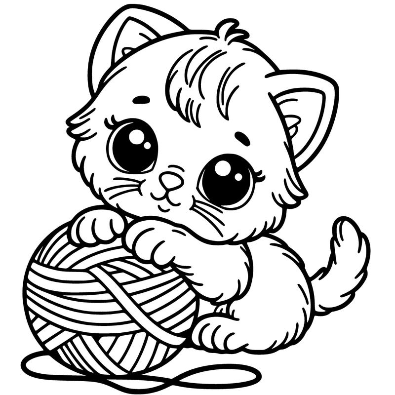 kitten with ball of yarn