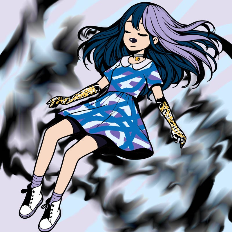 realistic girl floating