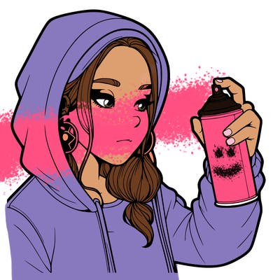 a realistic girl, spray painting