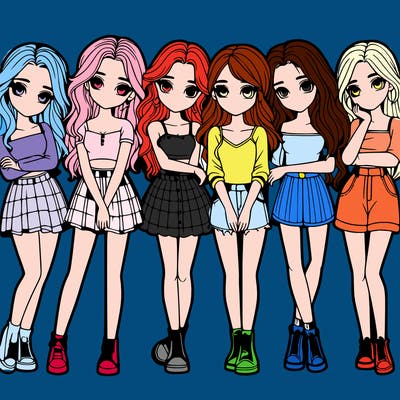 a group of girls realistic