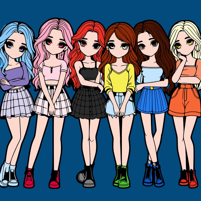 a group of girls realistic