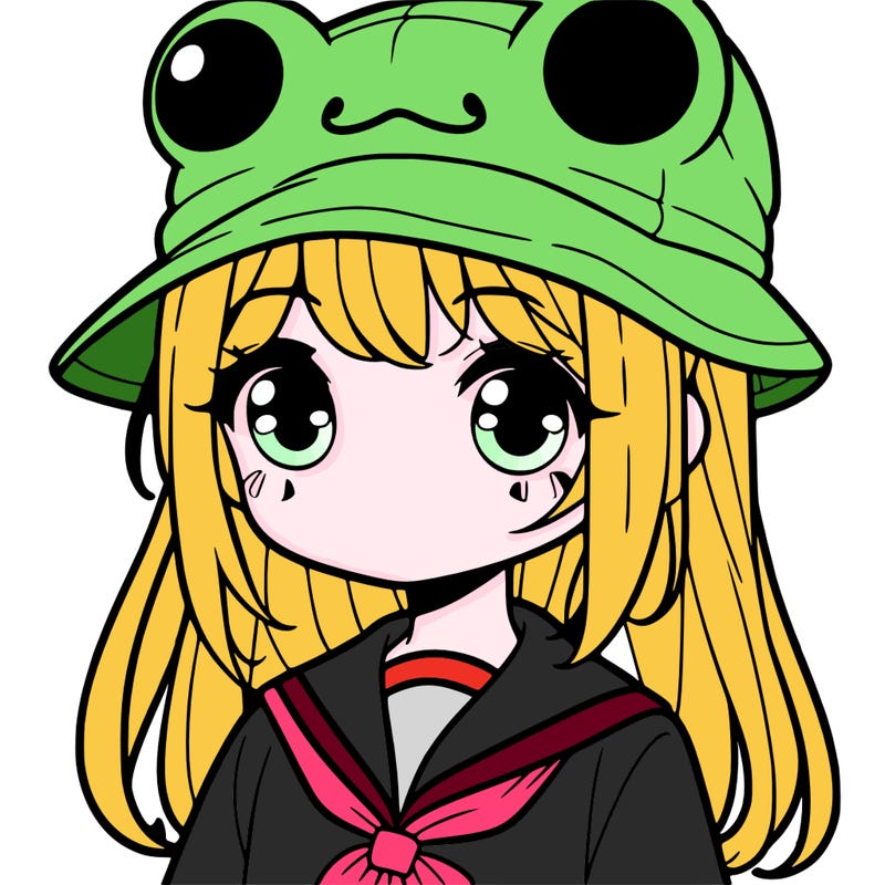 a girl with a frog hat