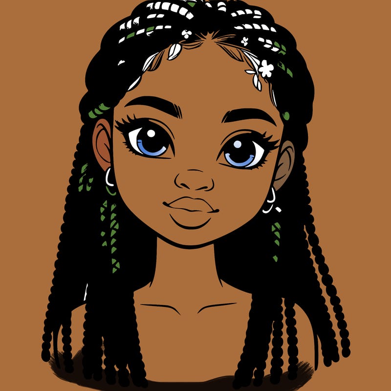 a realistic black girl with braids