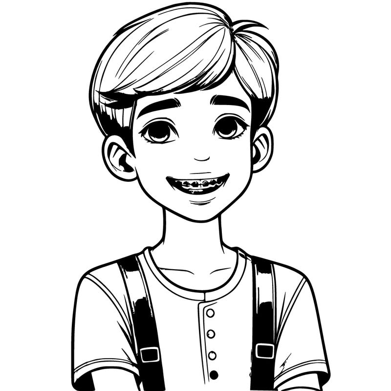 realistic boy with braces