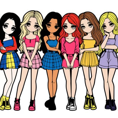 a group of girls realistic