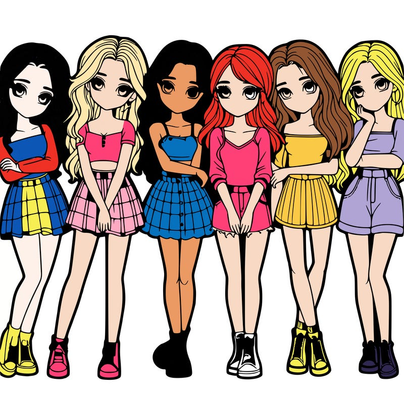 a group of girls realistic