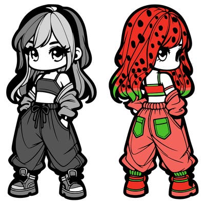 girl in crop top and baggy pants