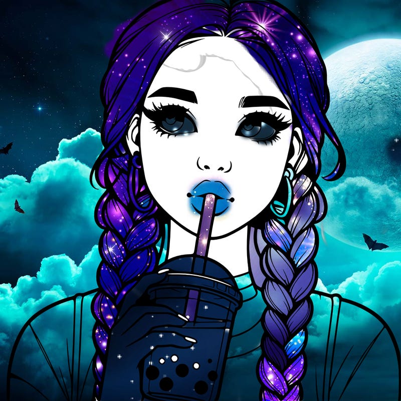 realistic girl with braided hair drinking boba