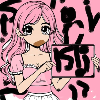 realistic pretty girl holding blank sign