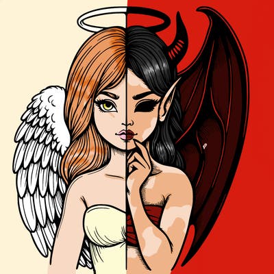 realistic angel half demon