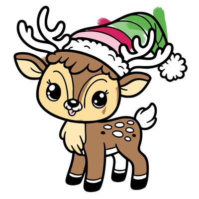 christmas reindeer with santa hat