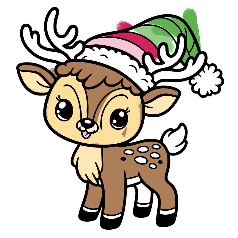 christmas reindeer with santa hat