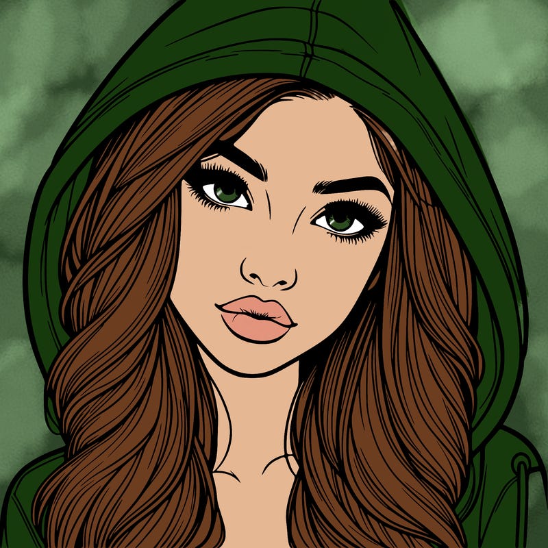 realistic beautiful girl with a hood on
