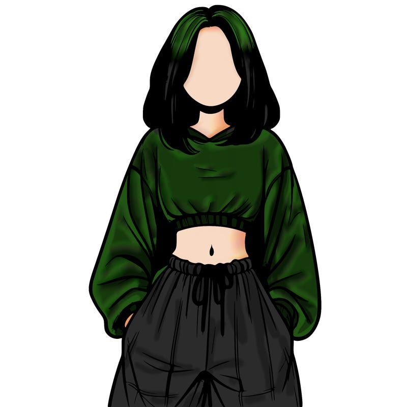 realistic girl faceless with baggy pants and a crop top