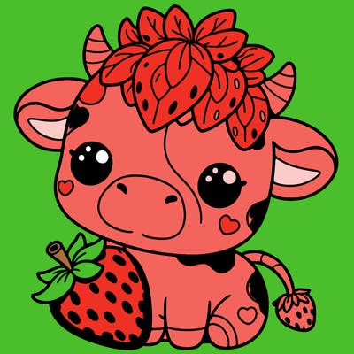 cute strawberry cow