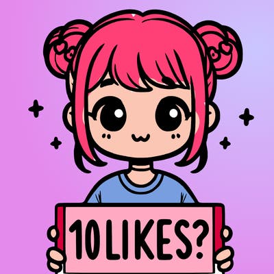 cute girl that is holding a sign that says 10 likes?