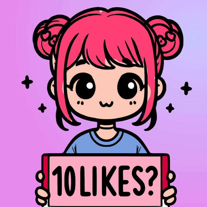 cute girl that is holding a sign that says 10 likes?