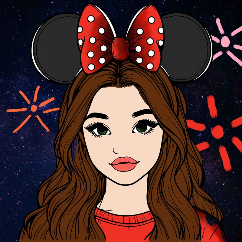 aesthetic realistic girl wearing mickey mouse ears