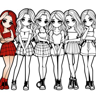 a group of girls realistic