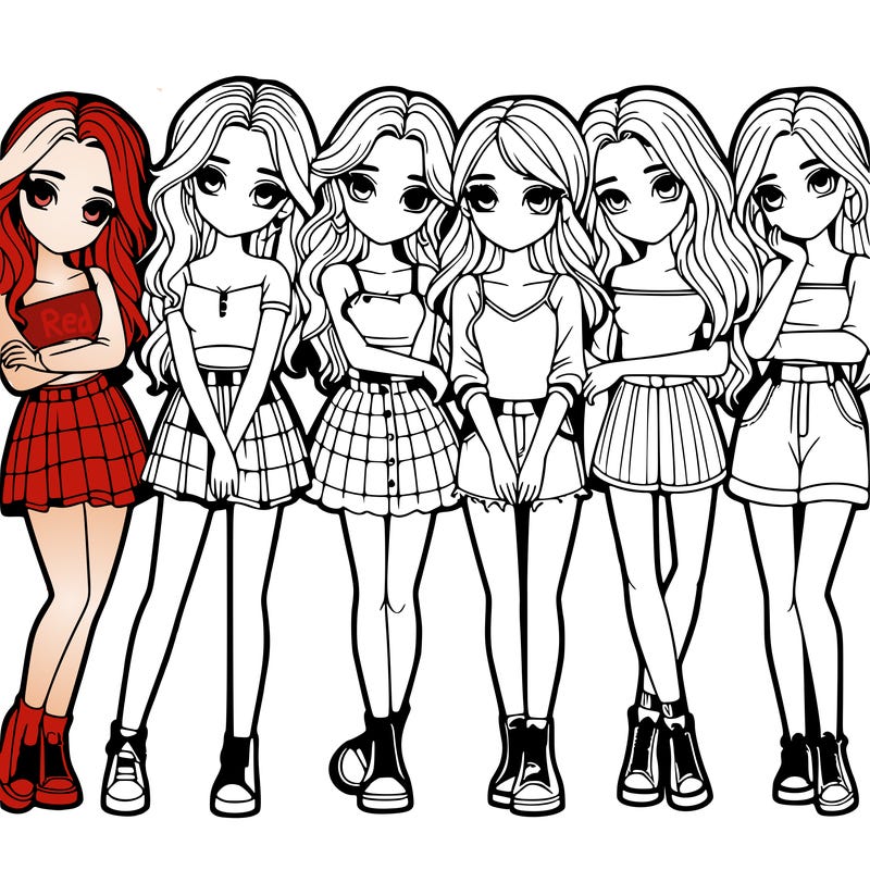 a group of girls realistic