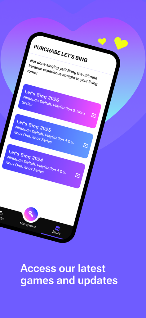 Let's Sing Companion - Lets Sing Companion app showing available game versions for purchase