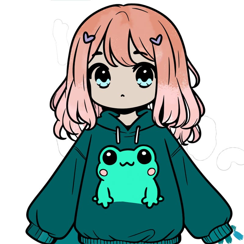 girl wearing frogging sweatshirt