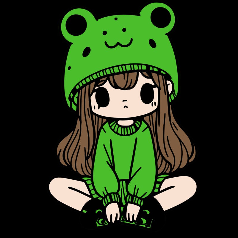 a girl wearing a frog hat and some frog socks