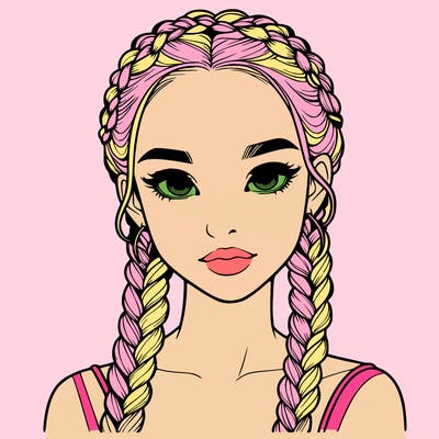 realistic girl with braids