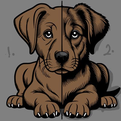 realistic dog split picture