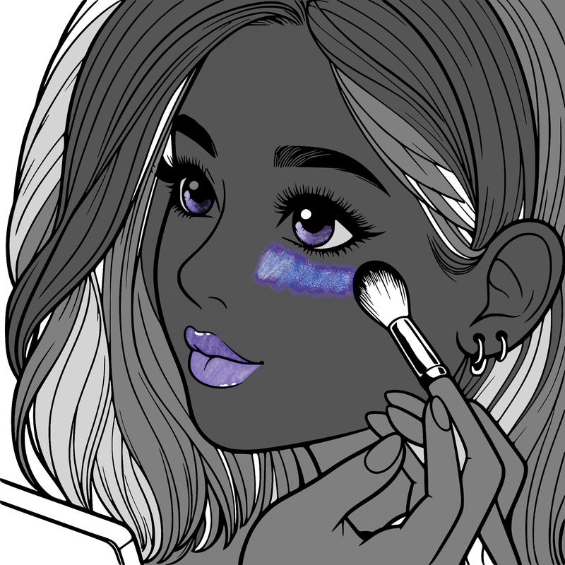 a realistic girl doing her makeup