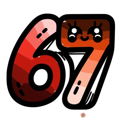 the numbers 67