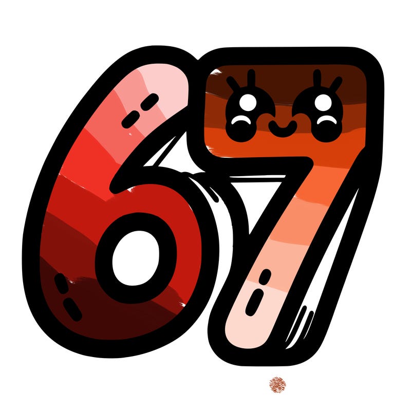 the numbers 67