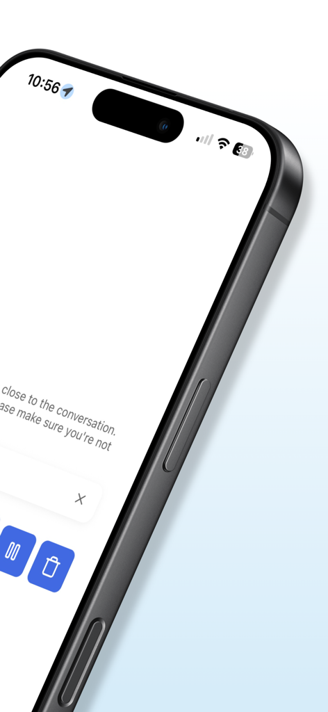 Close up view of the Twofold AI Medical Scribe app recording interface on an iPhone